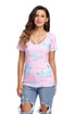 Strappy Neck Detail Pink Floral Short Sleeve T-shirt